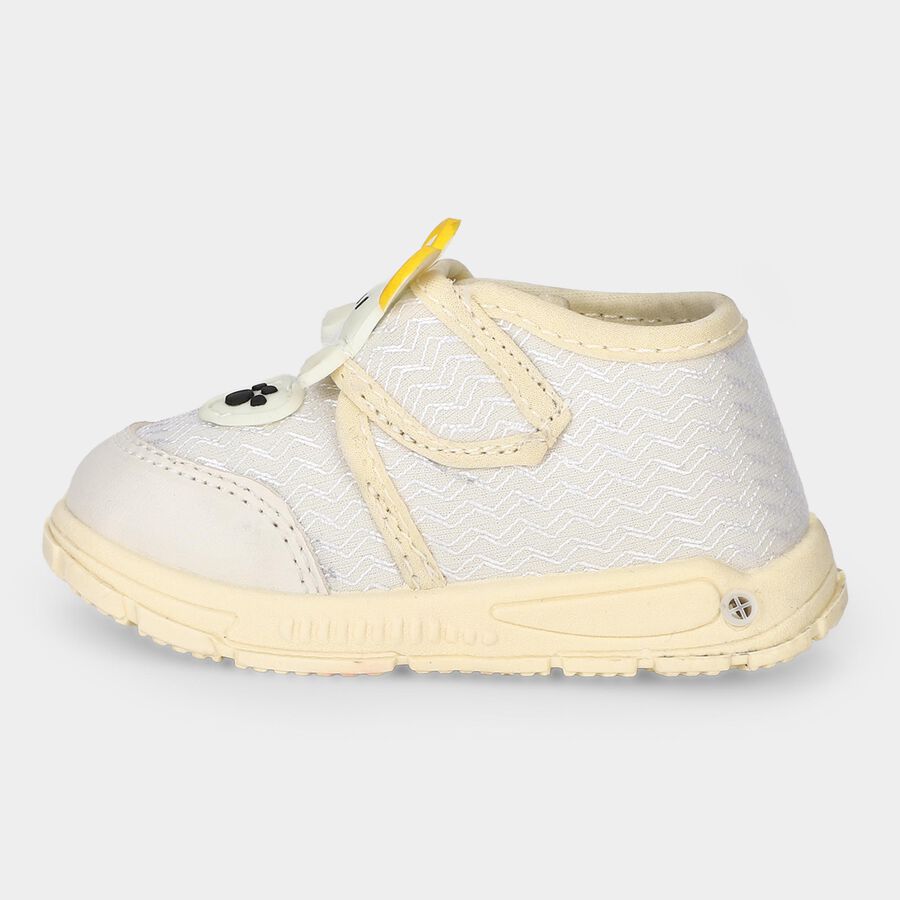 Boys' Beige Velcro Sneakers, गहरा पीला, large