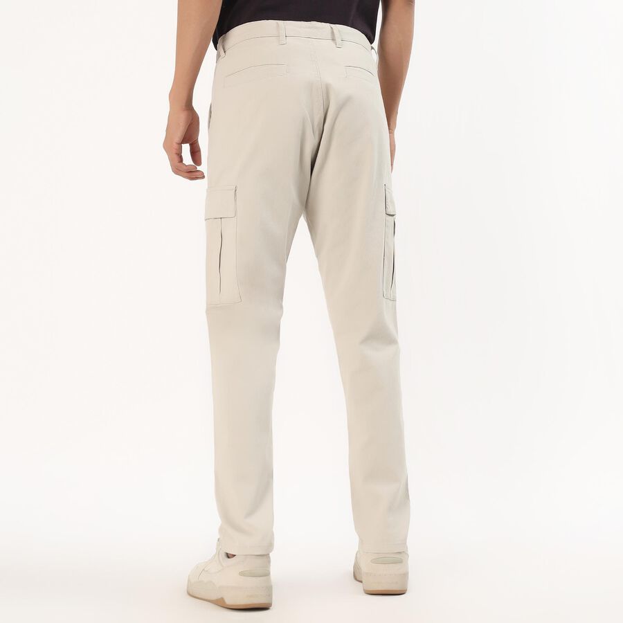Men's Beige Slim Fit Cargo Pants, Silver, large