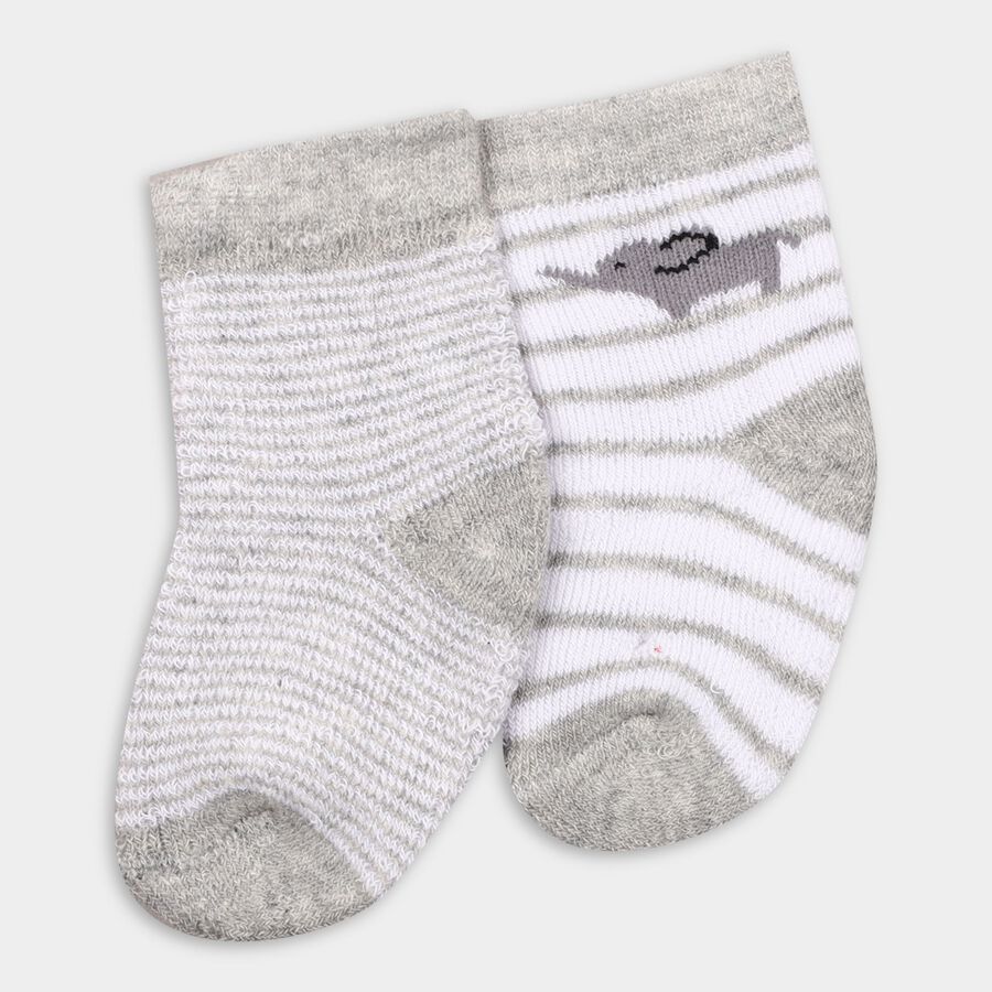 Infant's Socks (Pack of 2), Melange Light Grey, large image number null