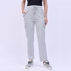 Women's Light Ash Grey Relaxed Fit Cargo Track Pants, Melange Mid Grey, small