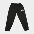 Girls Black Jogger Fit USA Print Winter Pyjama, Black, small