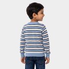 Boys' Light Blue Crew Neck Striped Pullover, Light Blue, small