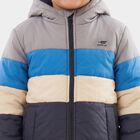 Boys Grey Hooded Puffer Jacket, Light Grey, small