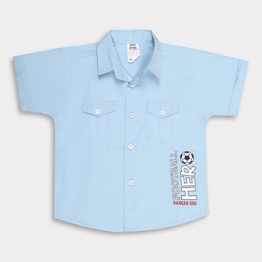 Boys' Cotton Casual Shirt, हल्का नीला, large image number null