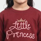 Girls' Maroon Crew Neck Graphic Print Sweatshirt, मरून, small