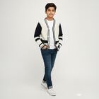 Boys Off White and Navy V-Neck Casual Pullover, ऑफ व्हाइट, small image number null