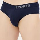 Men's Navy Regular Fit Elasticated Briefs, Navy Blue, small