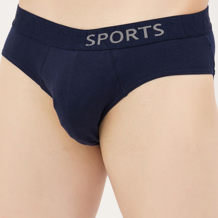 Men's Navy Regular Fit Elasticated Briefs, Navy Blue, large