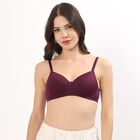 Women's Deep Burgundy Padded Wired T-Shirt Bra, वाइन, small