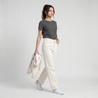 Women's White Straight Fit Solid Jeans, सफ़ेद, small