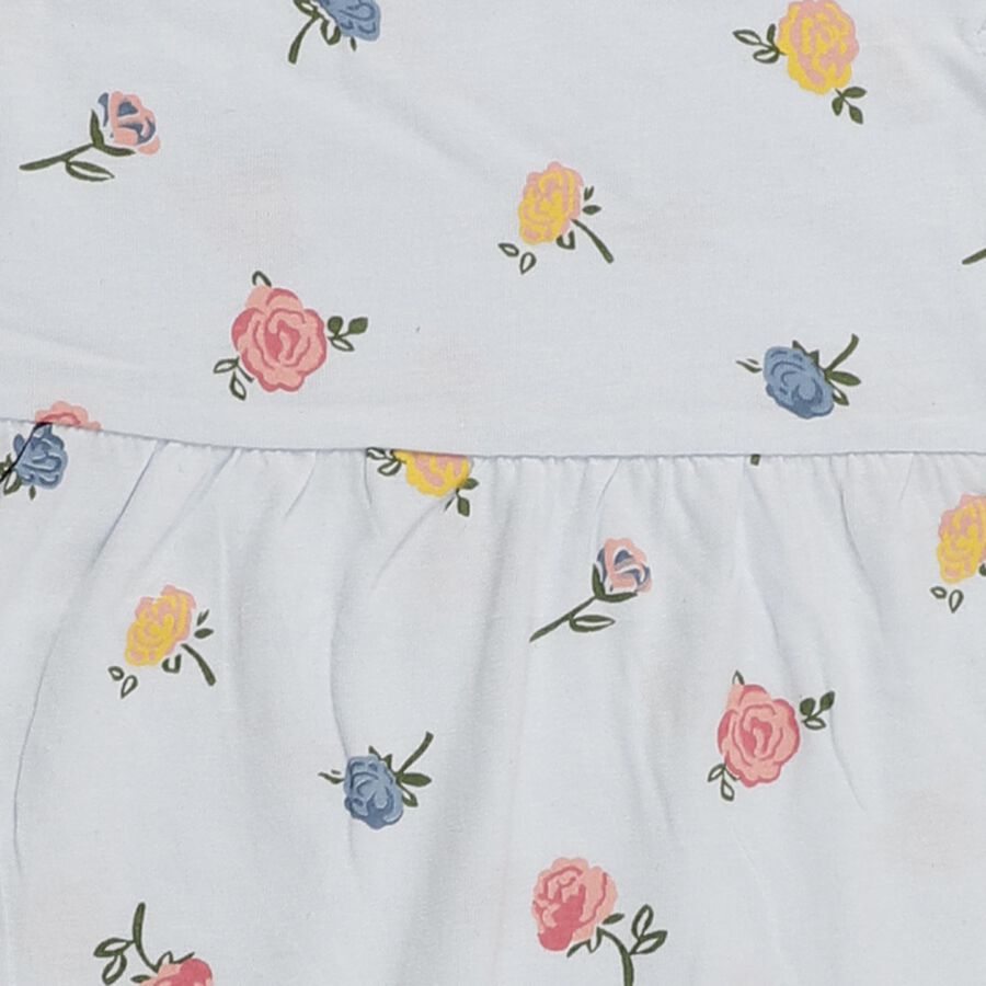 Infants' Light Blue Floral Print Sleeveless Frock, हल्का नीला, large image number null