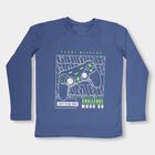 Boys' Midnight Blue Round Neck Casual T-Shirt, Mid Blue, small image number null