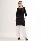 Women's Bright White Wide-Leg Embroidered Trousers, Off White, small