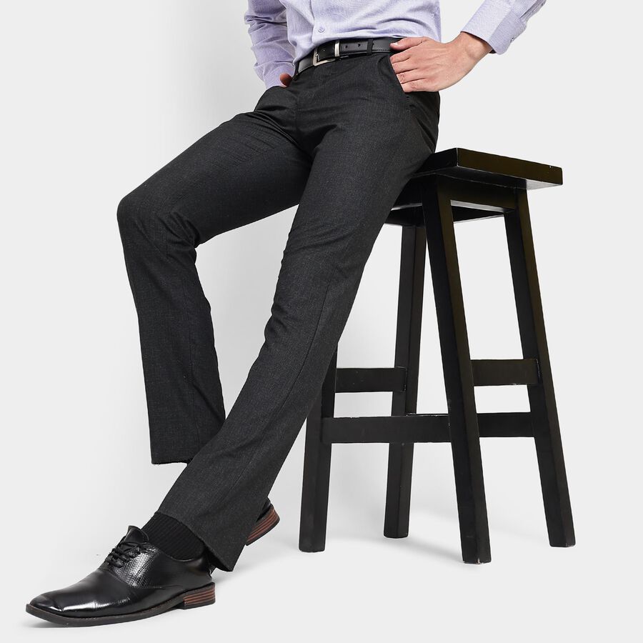 Men's Slim Fit Formal Trousers, Black, large image number null