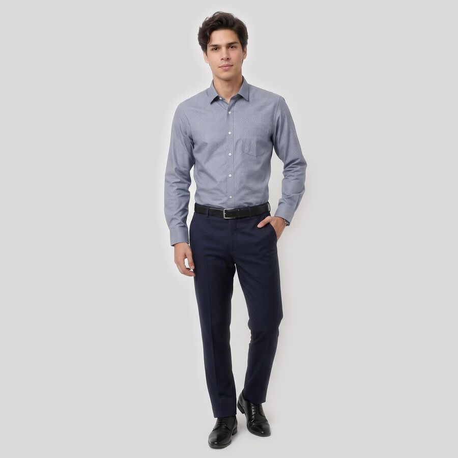 Men's Blue Regular Collar Regular Fit Formal Shirt, Mid Blue, large