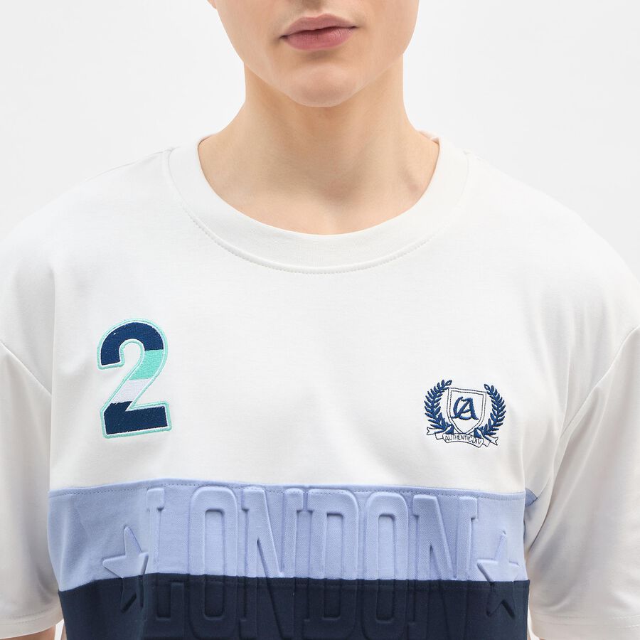 Men's Off White Round Neck Casual T-Shirt, Off White, large