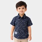 Boys Navy Blue Cotton Casual Shirt, Navy Blue, small