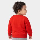 Infants' Red Cotton Crew Neck Pullover Sweatshirt, लाल, small