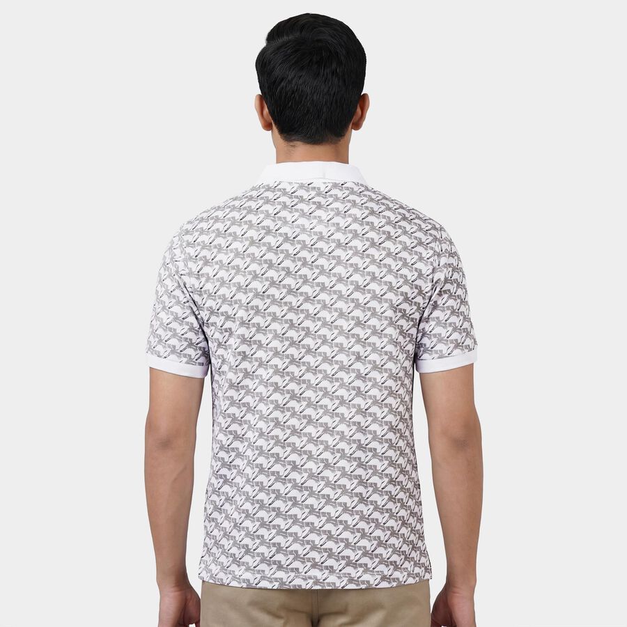 Men's Grey Cotton Polo Neck Classic T-Shirt, Light Grey, large