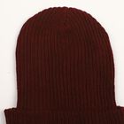 Women's Maroon Ribbed Beanie Cap, वाइन, small
