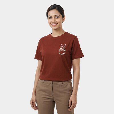 Women's Rust Round Neck Casual T-Shirt