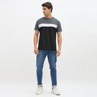 Men's Dark Grey and Black Round Neck Athleisure T-Shirt, Dark Grey, small image number null