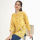 Women's Yellow Mandarin Collar Floral Printed Kurti, मस्टर्ड, small image number null