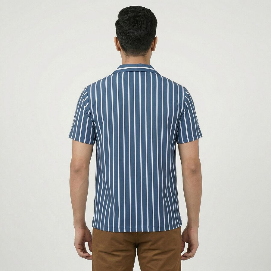 Men's Blue Spread Collar Casual Shirt, Mid Blue, large