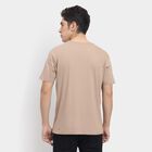 Men's 100% Cotton Round Neck Half Sleeves T-Shirt , Beige, small