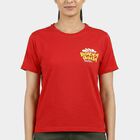 Women Red Round Neck Casual T-Shirt, Red, small
