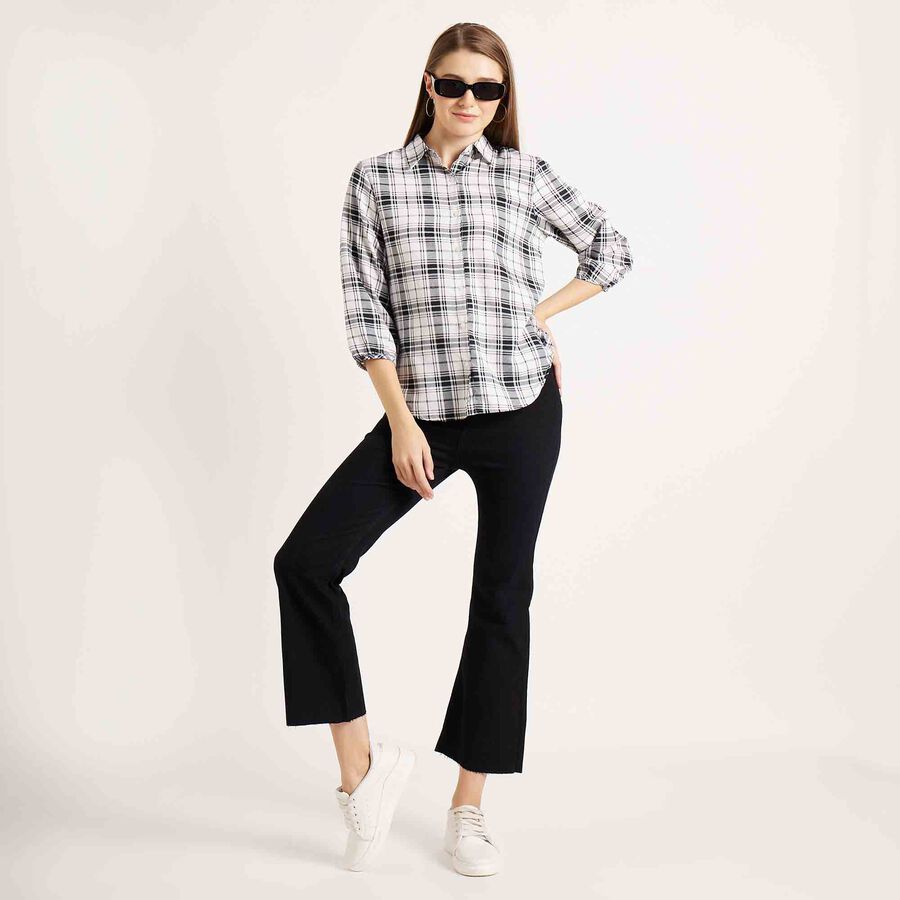 Checks 3/4th Sleeve Shirt, White, large image number null