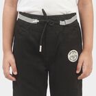 Boys' Black Regular Fit Drawstring Jogger Trousers, Black, small