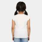 Girls White Round Neck Casual T-Shirt, White, small