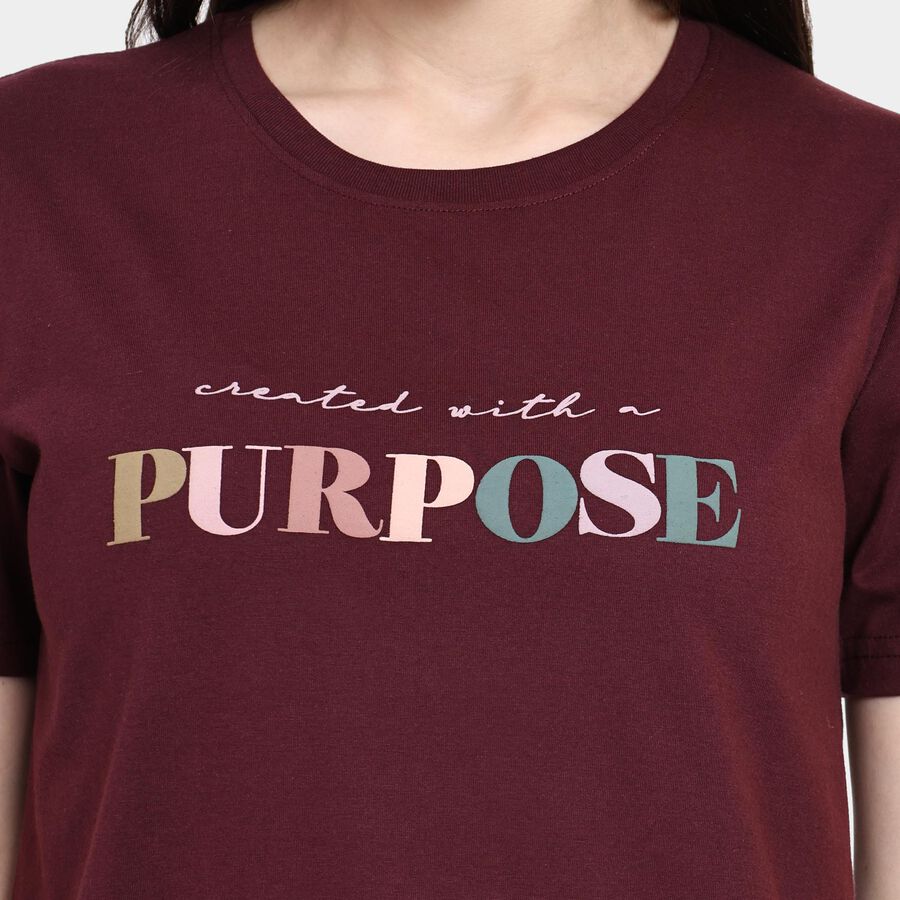 Ladies' Round Neck T-Shirt , Wine, large image number null