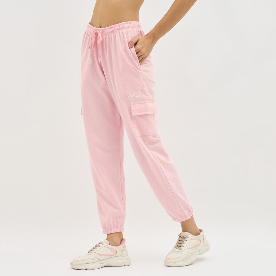 Women's Soft Pink Regular Fit Cargo Track Pants, Light Pink, large image number null