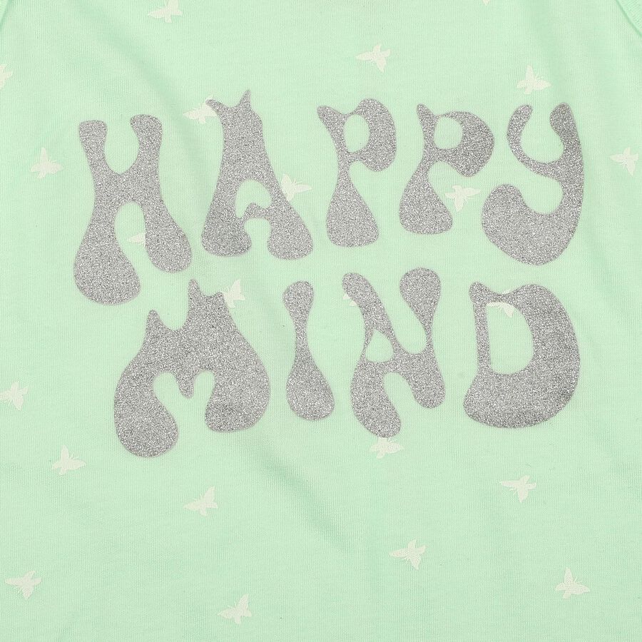 Girls' Mint Green A-Line Butterfly Printed Sleeveless Frock, Light Green, large