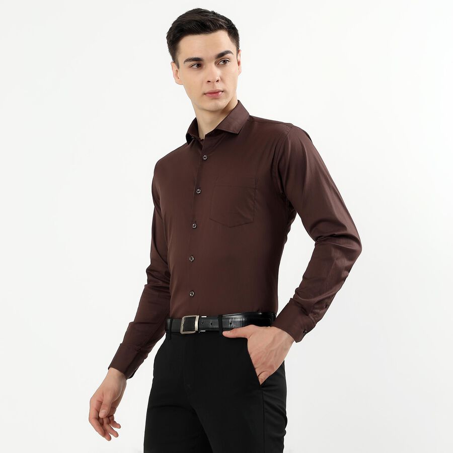 Men's Rich Chocolate Brown Slim Fit Formal Shirt, भूरा, large image number null