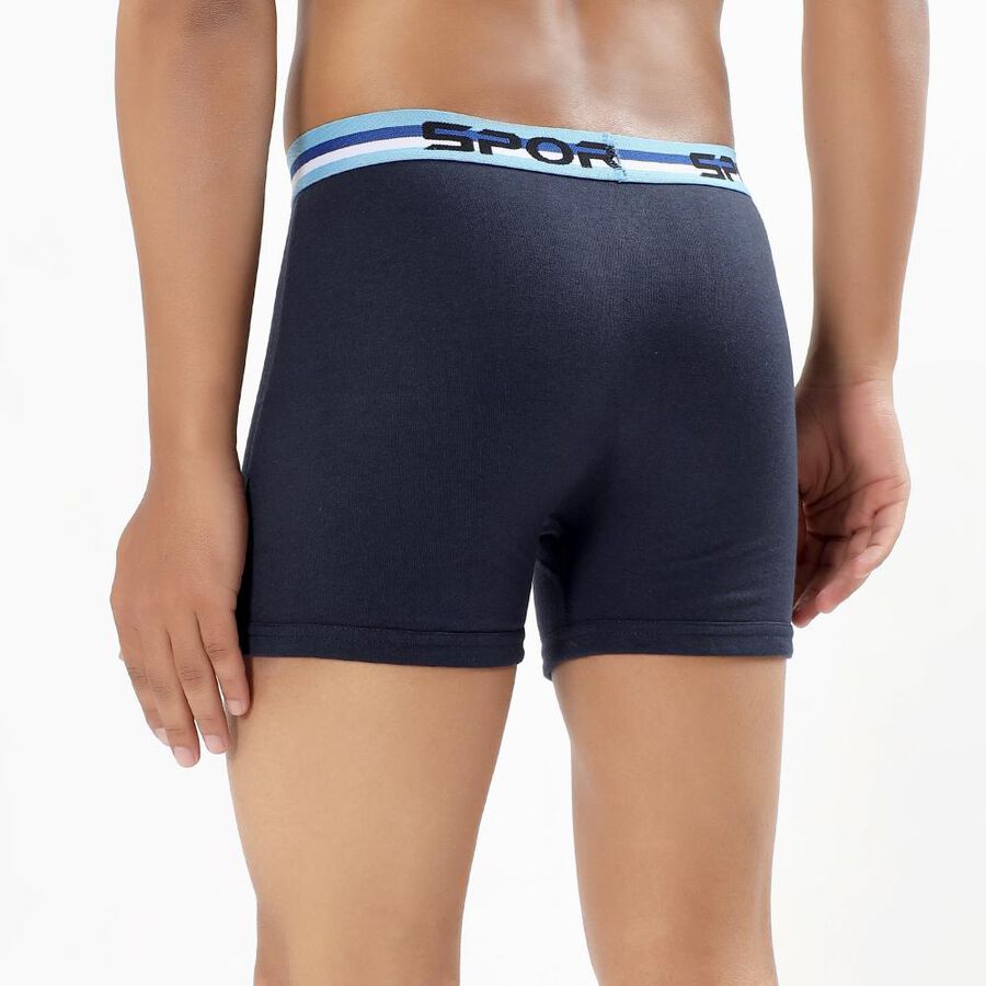 Men's Deep Midnight Navy Regular Fit Sports Waistband Trunks, Navy Blue, large