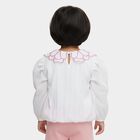 Girls White Round Neck Romantic T-Shirt, सफ़ेद, small