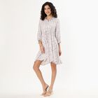 Women's Muted Pink Round Neck Romantic Midi Dress, Pink, small