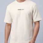 Men's Ecru Melange Cotton Round Neck Casual T-Shirt, Ecru Melange, small