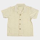 Infants Cream Cotton Half Sleeve Camp Collar Casual Shirt, Off White, small