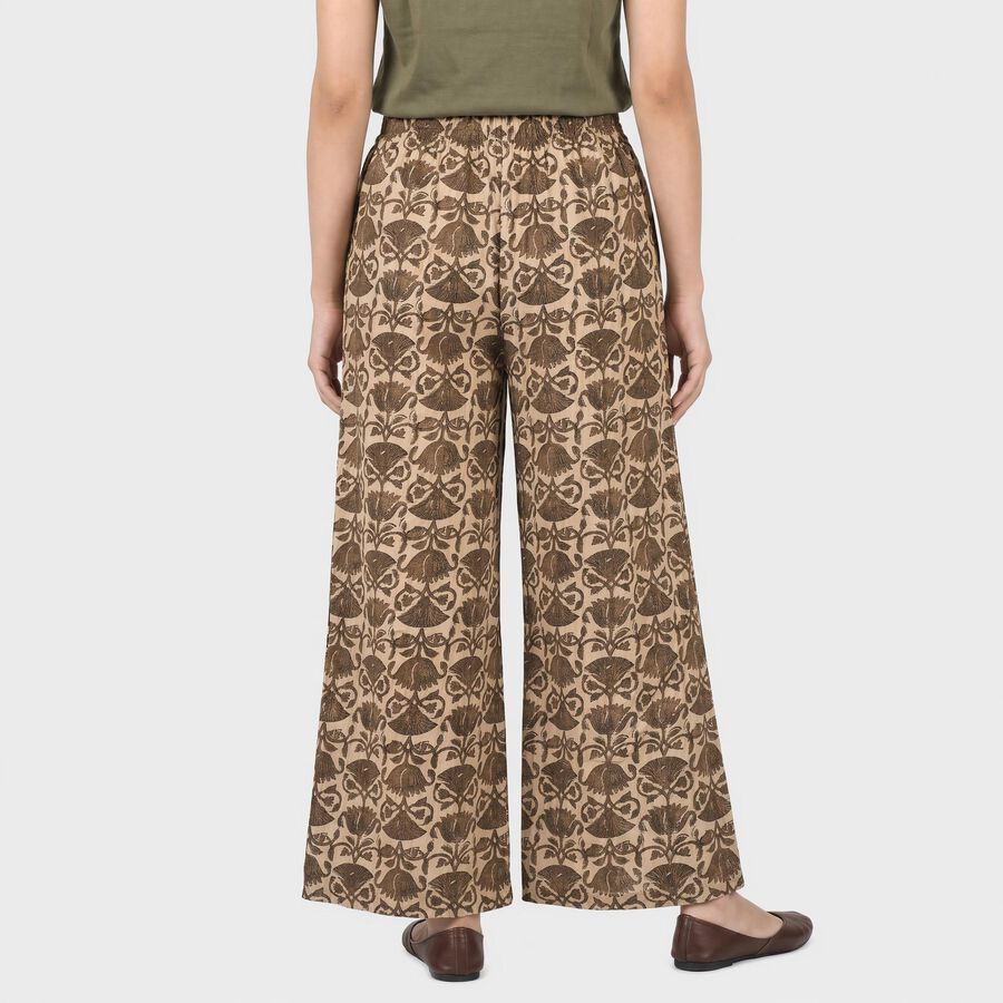 Women's Light Grey Regular Fit Floral Printed Palazzos, Light Grey, large