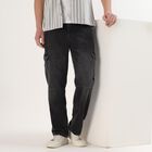 Men's Black Regular Fit 100% Cotton Jeans, काला, small