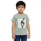 Boys Light Sage Green Cotton Round Neck Casual T-Shirt, हल्का हरा, small image number null