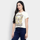 Round Neck T-Shirt, ऑफ व्हाइट, small image number null