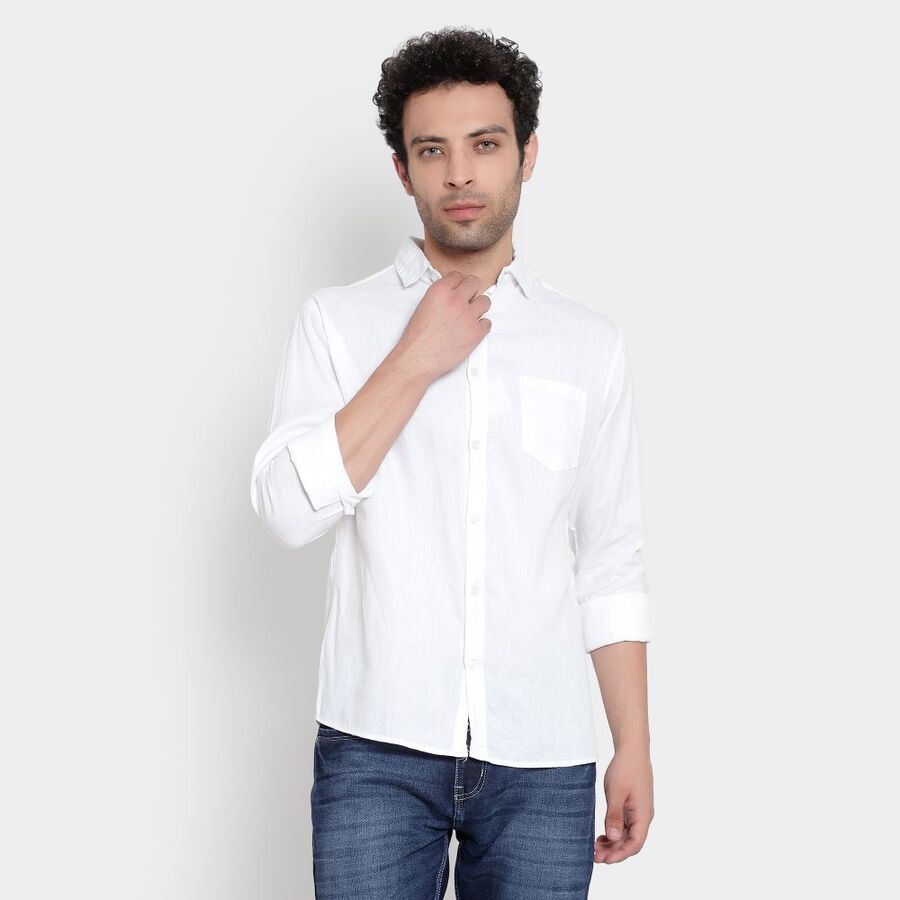 Cotton Solid Casual Shirt, White, large image number null