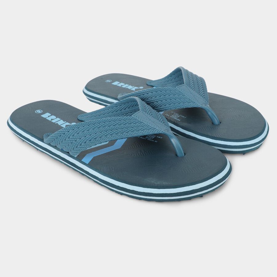 Men's Blue Slip-On Flip-Flops, नीला, large