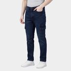 Men's Navy Blue Slim Fit Washed Jeans, Dark Blue, small
