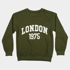 Boys' Olive Green Crew Neck Pullover Sweatshirt, Olive, small